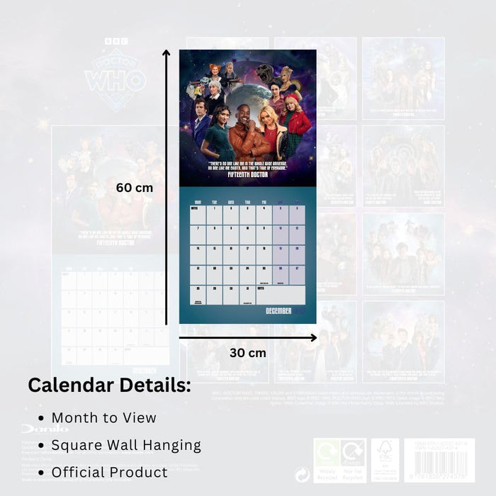 Doctor Who Classic Edition Square Calendar 2026