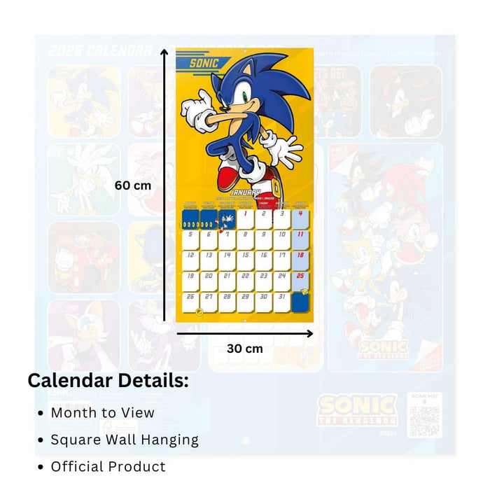 Sonic The Hedgehog Square Calendar 2026