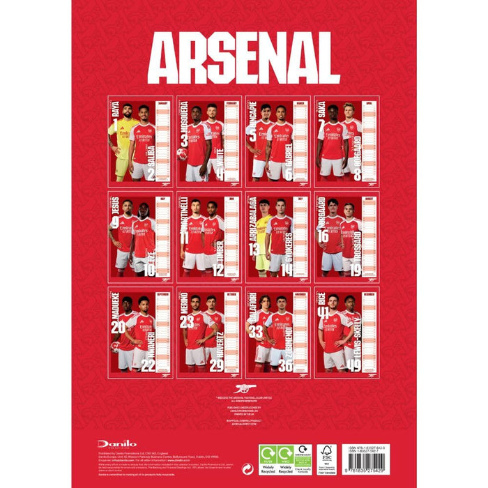 Arsenal FC A3 Calendar 2026