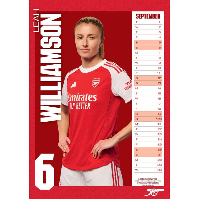 Arsenal WFC A3 Calendar 2026