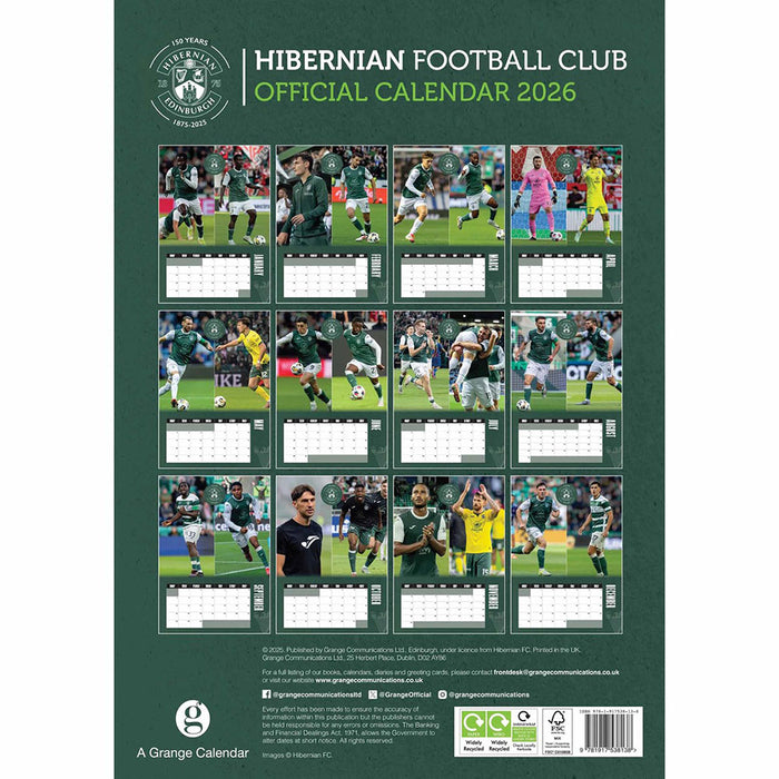 Hibernian FC A3 Calendar 2026