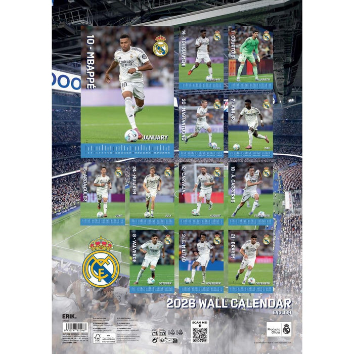 Real Madrid CF A3 Calendar 2026