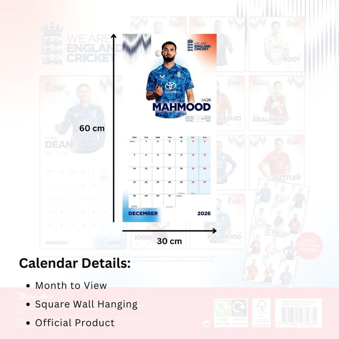 England Cricket Square Calendar 2026