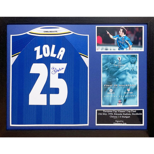 Chelsea FC 1998 Zola Signed Shirt (Framed) - Excellent Pick