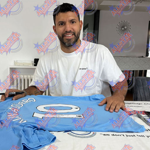 Manchester City FC Aguero Signed Shirt - Excellent Pick