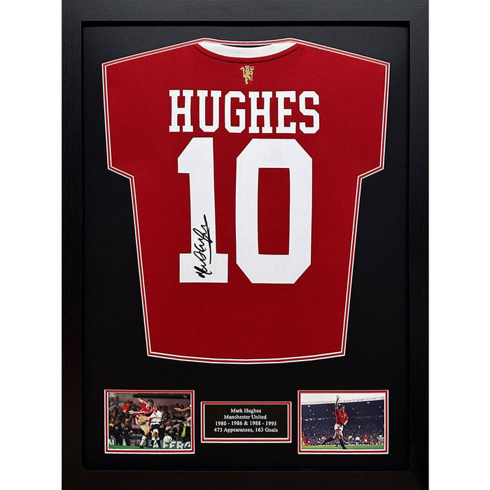 Manchester United FC 1985 Hughes Signed Shirt (Framed) - Excellent Pick