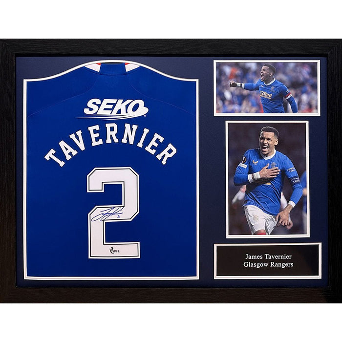 Rangers FC Tavernier Signed Shirt (Framed) - Excellent Pick