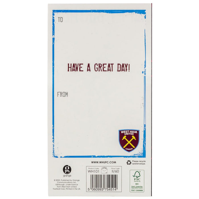 West Ham United FC Crest Birthday Card - Excellent Pick