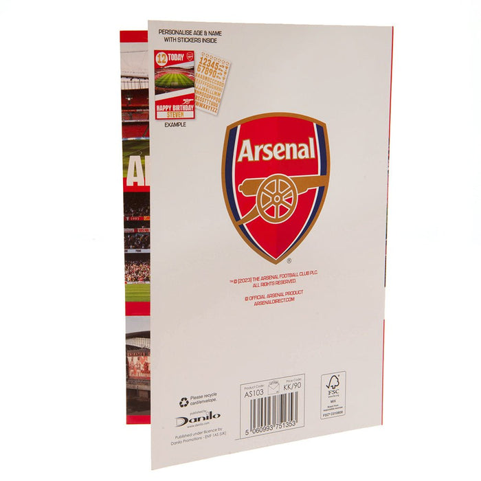 Arsenal FC Birthday Card With Stickers - Excellent Pick