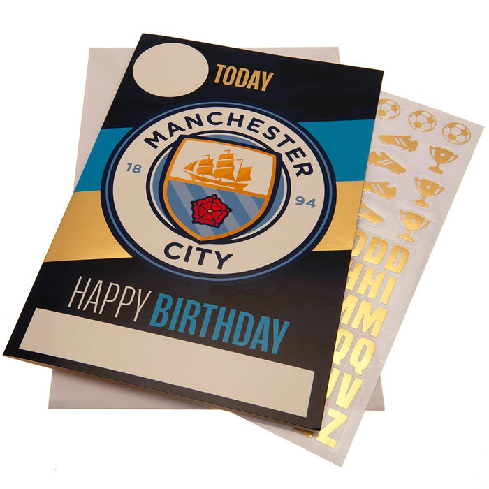 Manchester City FC Birthday Card With Stickers - Excellent Pick