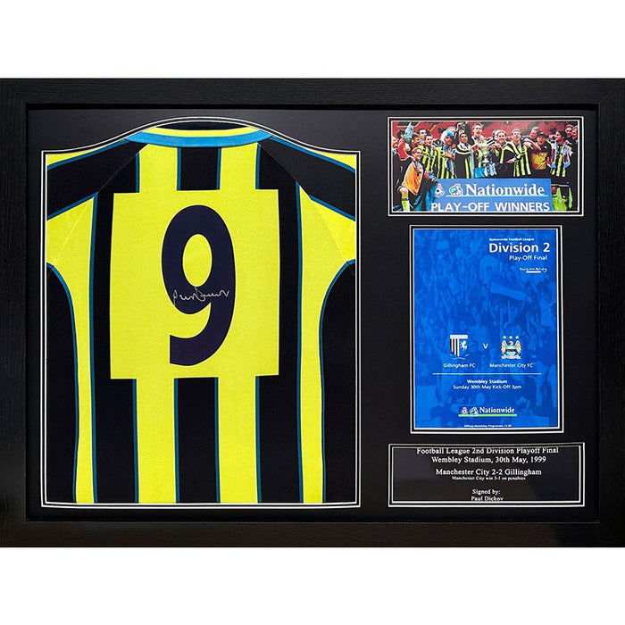 Manchester City FC Dickov Signed Shirt (Framed) - Excellent Pick
