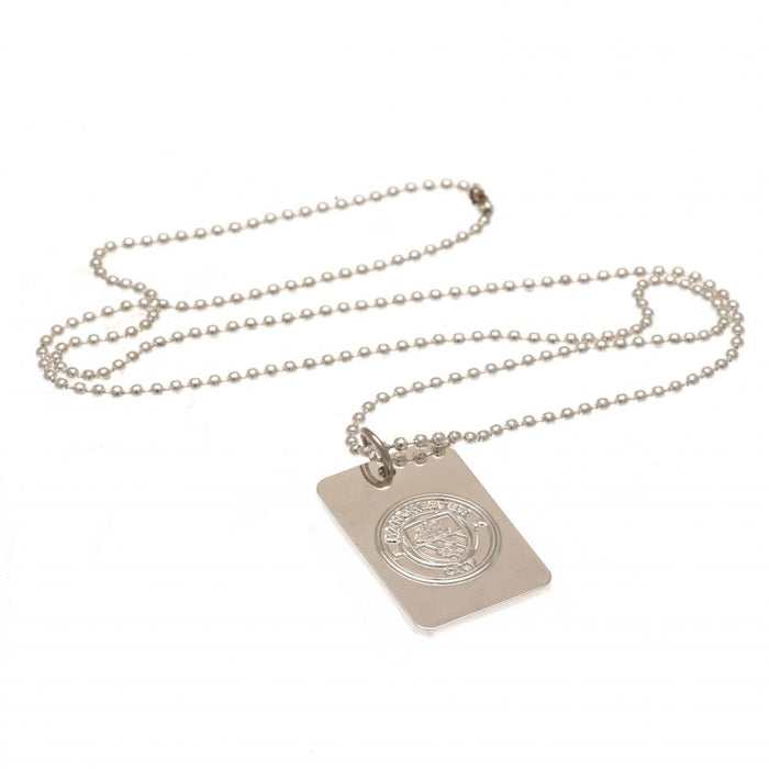 Manchester City FC Silver Plated Dog Tag & Chain - Excellent Pick