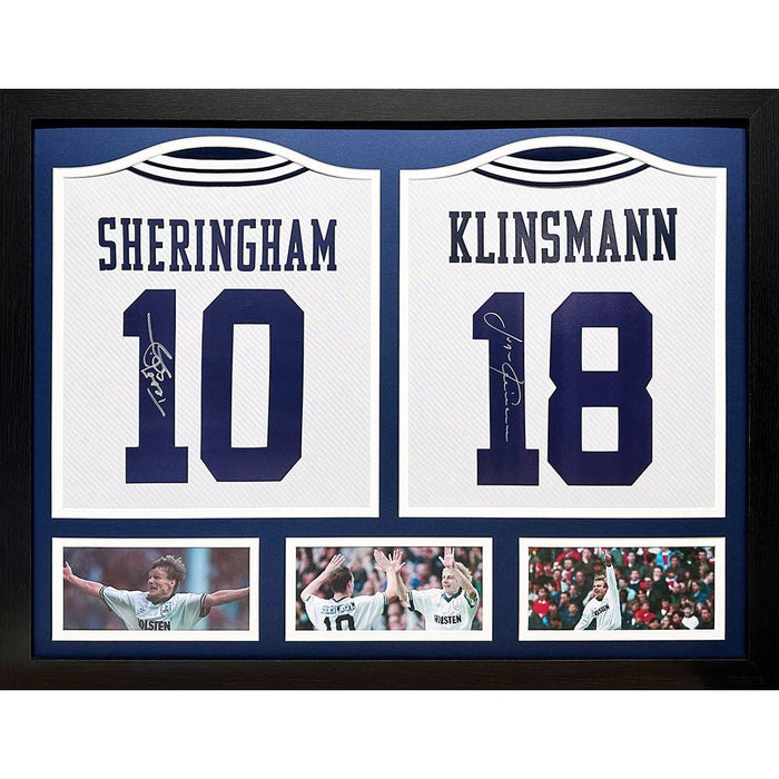 Tottenham Hotspur FC 1994 Klinsmann & Sheringham Signed Shirts (Dual Framed) - Excellent Pick